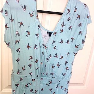 Sky blue dress with birds